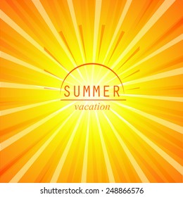 orange sunburst summer holiday background. Vector