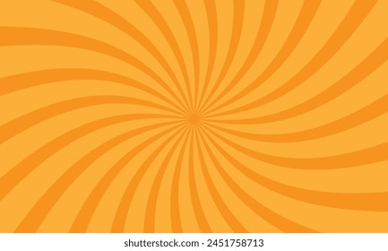 Orange sunburst twist background. Vector Illustration
