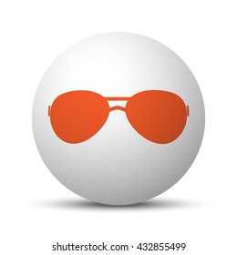 Orange Sunglasses icon on white ball