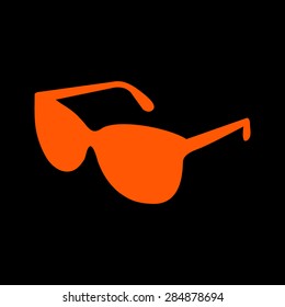 Orange Sunglasses icon, vector illustration   on a black background