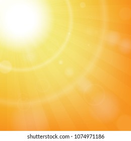 Orange Sunny Background With Gradient Mesh, Vector Illustration
