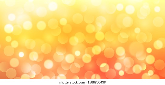 Orange sunny background, vector new year bokeh blurry background