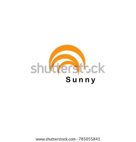 Orange sunny semicircle, abstract isolated arc shape, orange color vector logo.
