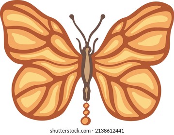 Orange sunny spring butterfly moth symbol, illustration vector