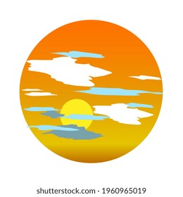 ORANGE SUNSET IN A CIRCLE ILLUSTRATION TEMPLATE