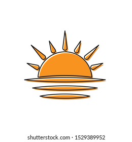 Orange Sunset icon isolated on white background.  Vector Illustration
