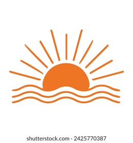 Orange Sunset Icon Vector Illustration