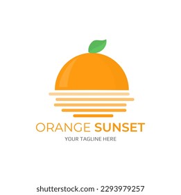 ORANGE AND SUNSET LOGO FOR PRODUCT, WEB, RESTAURANT, FARM, COMPANY, OR BEVERAGE BRAND