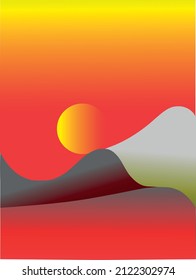 puesta de sol naranja sobre las colinas