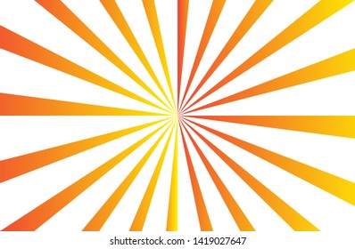 Orange sunshine colorful vector background. Abstract sunburst swirl design wallpaper for template business social media advertising, banner, cover.