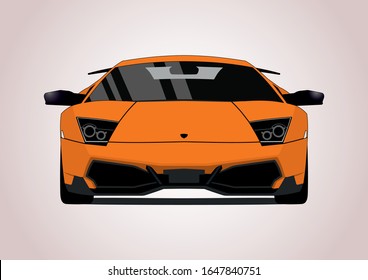 orange super car, front view. Lamborghini Murcielago.