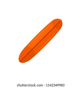 Orange surfboard icon. Flat illustration of orange surfboard vector icon for web isolated on white