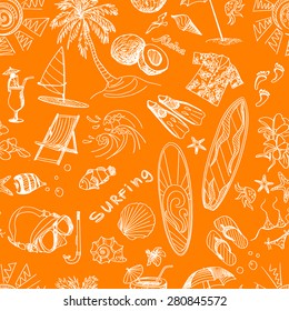 orange surfing  hand draw pattern, summer time, excellent vector illustration, EPS 10