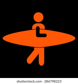 Orange surfing vector on a black background
