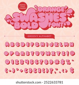Orange Swashes Retro Vintage Afficher gras Police alphabet