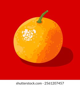 Orange sweet tangerine on a bright red background. Symbol of Chinese New Year, Lunar New Year, Tet.