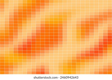 Orange Swimming Pool Mosaic Tile Abstract Texture Pattern Background. Vector. Wallpaper. Perspective. Summer Banner. Spring Backdrop. Pixel