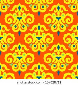 Orange swirl  seamless pattern vector damask
