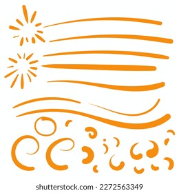 Orange Swirls Swoosh Vector Accent Line Work