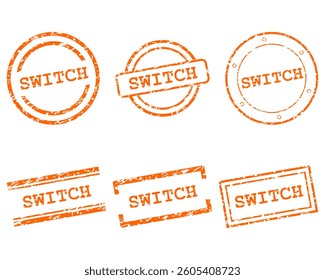 Orange switch stamps on white