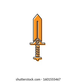 Orange Sword for game icon isolated on white background.  Vector Illustration
