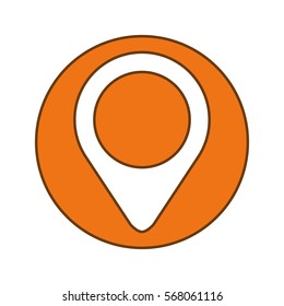 Orange symbol location guide button design, vector illustration