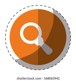 Orange symbol search button icon image, vector illustration