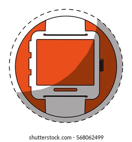 Orange symbol smartwatch button icon image, vector illustration