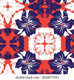 Diseño de patrones sin costuras Orange Simétrico Floral para textiles de moda y gráficos