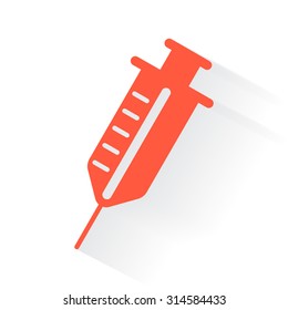 Orange Syringe symbol with drop shadow on white background