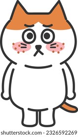 Orange tabby cartoon cat having an acne outbreak, vector illustration.