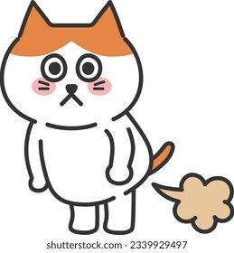 Orange tabby cartoon cat pooted loudly, vector illustration.