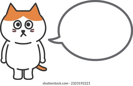 An orange tabby cartoon cat tweeted something with a speech bubble. Vector illustration.