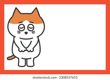 Orange tabby cat se disculpa por algo o alguien con espacio de copia, ilustración vectorial.