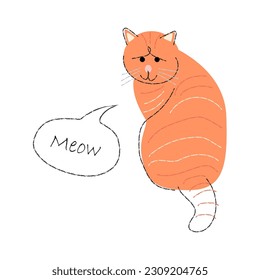 Orange tabby exotische Katze . Cute Cartoon Figuren. Flaches Form- und Liniendesign. Vektorgrafik .