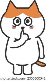 Orange tabby and white cartoon cat keeping a secret, vector illustration.
