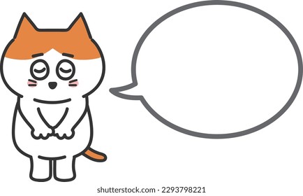 Orange tabby and white cat apologizing to somebody with a speech bubble