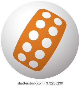 Orange Tablet Strip icon on sphere isolated on white background