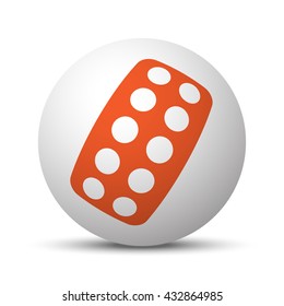 Orange Tablet Strip icon on white ball