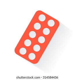Orange Tablet Strip symbol with drop shadow on white background