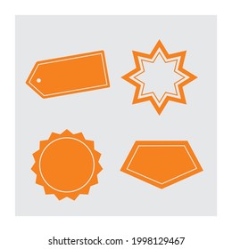 Juego de etiquetas naranja para poner precio y usar en tu arte o sitio web. Ilustración vectorial.