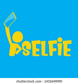 orange Taking Selfie Photo on Smart Phone concept icon isolated on blue background. hand holding smartphone and taking selfie. vector hipster photographer icon