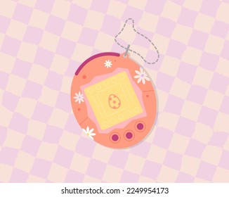 orange tamagotchi background icon illustration toy