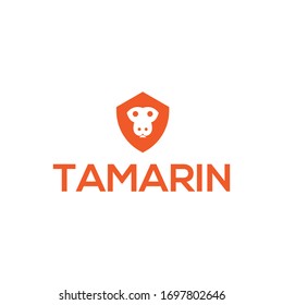 concepto de logotipo del escudo tamarino naranja