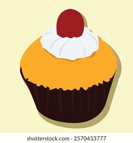 orange tangerine cupcake. cupcake icon