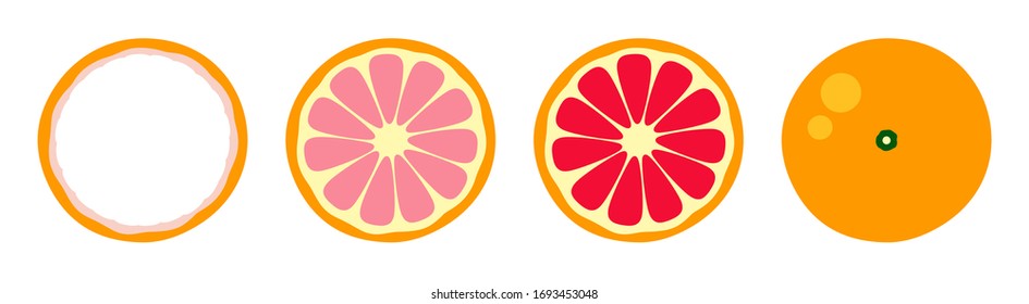 Pomelo en partes sobre fondo blanco