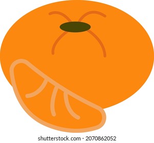 Orangefarbene Tangerine, Illustration, Vektorgrafik, auf weißem Hintergrund.