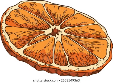 Ícone de esboço de fatia de tangerina laranja. Fragmentos de citrinos doces maduros. Um lanche orgânico saudável e suculento. Natural fragrância desenhado à mão ilustração vetorial isolado. Ingrediente de vinho triturado, produto agrícola