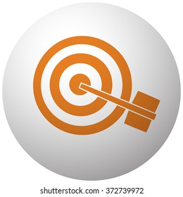 Orange Target icon on sphere isolated on white background