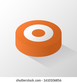 Orange target or podium vector icon. Isometric red target arrow vector icons for web design isolated on gray background.